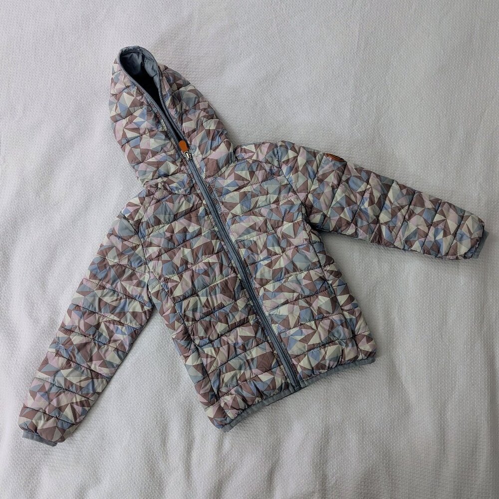 Save The Duck Girls Hooded Puffer Fill Insulated Winter Jacket in Geometric 4